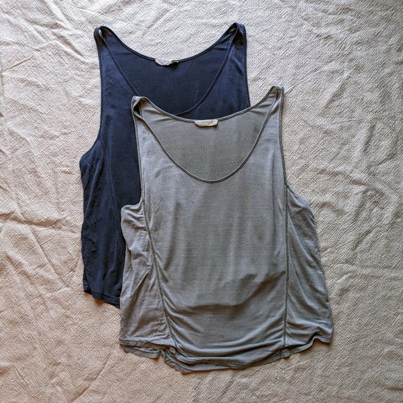 Set of 2 Washed Gray and Blue Tanks - Picture 1 of 8